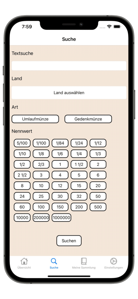 Münzen Datenbank Screenshot 1
